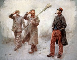 V německém zajateckém táboře v Dinanu (Bretaň, Francie) kresba Maurice Orange