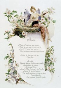 Duben „Song of the month“ od Jérôma Douceta, ilustrace - Maurice Leloir, ed. Remeš 1904. L. Michaud od Maurice Leloir