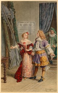 Zákulisí Scapin, Armande, Baron a Moliere (ilustrace) od Maurice Leloir