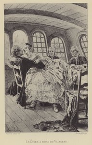 Večeře na palubě lodi (hlubotisk) od Maurice Leloir