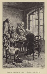 Šachová hra s princem z Conti (hlubotisk) od Maurice Leloir