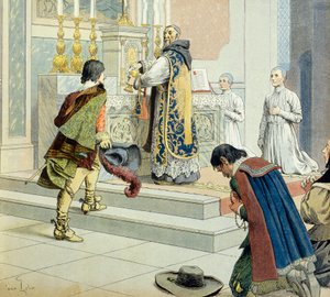 Historie Francie: Francois Leclerc du Tremblay řekl, že otec Joseph (1577-1638) eminence grise (důvěrník a spolupracovník) kardinála Richelieu (Armand Jean du Plessis) od Maurice Leloir