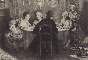 Ilustrace ke knize VIII Vyznání Jean-Jacquese Rousseaua (rytina) od Maurice Leloir