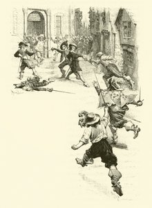 Ilustrace pro Tři mušketýry (rytina) od Maurice Leloir