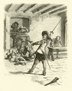 Ilustrace pro Tři mušketýry (rytina) od Maurice Leloir