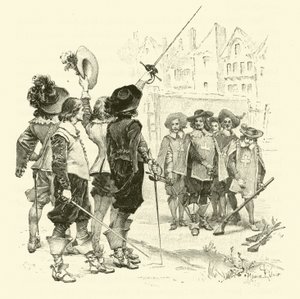 Ilustrace pro Tři mušketýry (rytina) od Maurice Leloir