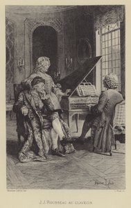 Jean-Jacques Rousseau u cembala (hlubotisk) od Maurice Leloir