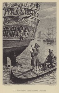 Jean-Jacques Rousseau v Benátkách (hlubotisk) od Maurice Leloir