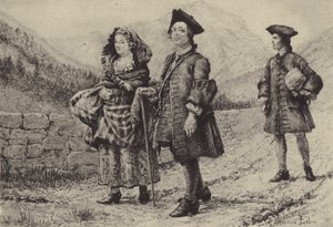 Jean-Jacques Rousseau na cestě se dvěma společníky (hlubotisk) od Maurice Leloir
