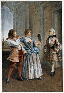 Le Miroir - v „Dějinách Manon Lescaut a rytíře Des Grieux“ od abbého Prevosta (1697-1763), francouzského spisovatele. Rytina podle kreseb Maurice Leloira (1885). od Maurice Leloir