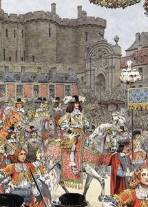Ludvík XIV vstoupil do Paříže, známé jako Le Roi-Soleil (král Soleil nebo Ludvík Veliký od Maurice Leloir