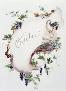 Říjen „Píseň měsíce“ od Jérôma Douceta, ilustrace - Maurice Leloir, ed. Remeš 1904. L. Michaud od Maurice Leloir