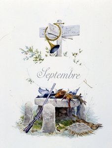 září „Song of the month“ od Jérôme Doucet, ilustrace - Maurice Leloir, ed. Remeš 1904. L. Michaud od Maurice Leloir
