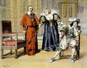 The Dupe Day (11/11/1630): Richelieu zůstává lhostejný pod urážkami Marie de Medici – v „“Richelieu““ od Maurice Leloira. od Maurice Leloir