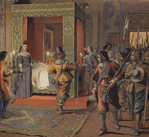 V noci 9. února 1651 se domobrana procházela kolem postele mladého Ludvíka XIV. od Maurice Leloir