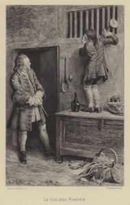 Krádež jablek (hlubotisk) od Maurice Leloir