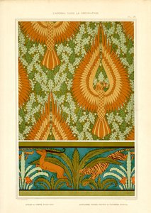 Orli a exotická fauna v secesi (litografie)