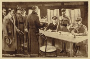 Shromáždění k podpisu smlouvy o příměří (litografie) od Maurice Pillard Verneuil