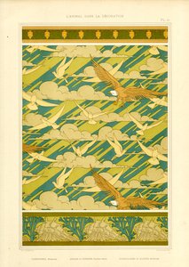 Ornamentální kompozice s orly a holubicemi (litografie) od Maurice Pillard Verneuil