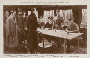 Podpis příměří o ukončení první světové války, les Compiegne, Francie od Maurice Pillard Verneuil