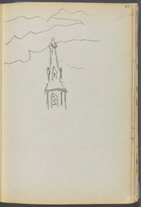 Skicář - Hotel Granite Shore, Rockport, strana 061: Stojan na stránce č. 1: Kostelní věž s oblohou od Maurice Prendergast