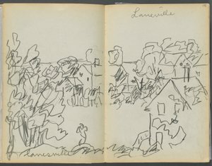 Skicář - Hotel Granite Shore, Rockport, strana 144 a 145: "Lanesville" od Maurice Prendergast