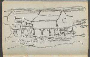 Skicář, The Dells, č. 127, strana 014: Dům na molu od Maurice Prendergast