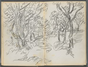 Skicář, The Dells, č. 127, strana 064 a 65: Krajina od Maurice Prendergast