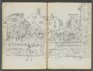 Skicář, The Dells, č. 127, strana 094 a 95: Village Street od Maurice Prendergast