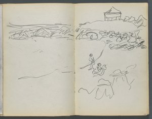 Skicář, The Dells, č. 127, strana 130 a 131: Pohled na pobřeží od Maurice Prendergast