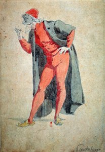 Kostým a divadelní postava: Pantalone (kalhoty, doktor) Z „“ Masky a šašky“ (italská komedie nebo Commedia dell