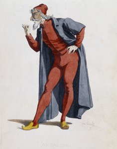 Kostým a divadelní postava: Pantalone (Kalhoty, doktor) Pneumatika z „“ Masques et bouffons““ (italská komedie), text a kresby Maurice Sand, grafiky A. Manceau, předmluva Georges Sand, Paříž, Michel Lévy Frères od Maurice Sand