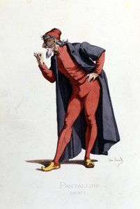 Kostým a divadelní postava: Pantalone (en fr. Pantalone, lékař) čerpá z „“ Masques et bouffons““ (italská komedie: Commedia dell