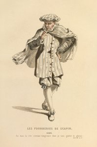 Kostým pro roli Scapina, asi 1868 (rytina) od Maurice Sand