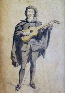 Scaramouche, ilustrace Maurice Sand (1823-1889), rytina ze studie Commedia dell