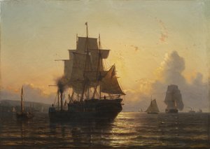 Tropický západ slunce na moři, 1861 olej na plátně