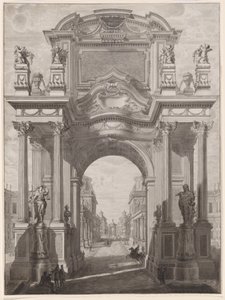 Architektonické Capriccio s triumfálním obloukem od Maurizio Pedetti