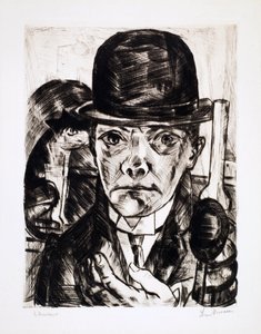 Autoportrét s buřinkou. Rytina Max Bechmann (1884-1950) od Max Beckmann