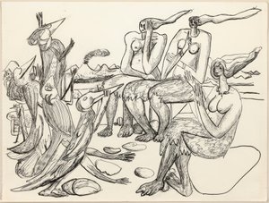 Hra s ptáky od Max Beckmann