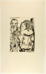Šatna, talíř dva z Jahrmarktu od Max Beckmann