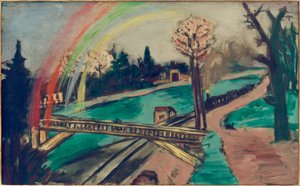 Železniční krajina s duhou od Max Beckmann
