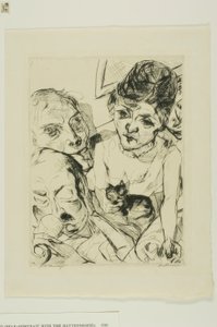Večer, talíř deset z tváří od Max Beckmann