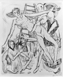 Poloviční akt s kočkou od Max Beckmann