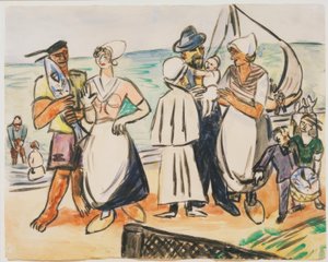 Holandští rybáři na pláži od Max Beckmann
