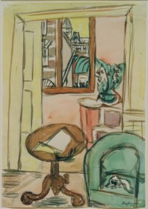 Interiér s kulatým stolem od Max Beckmann