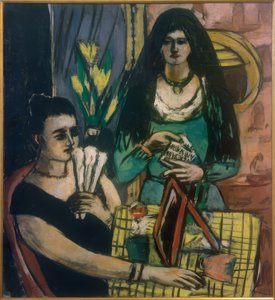 Dívka v černém na zelené od Max Beckmann