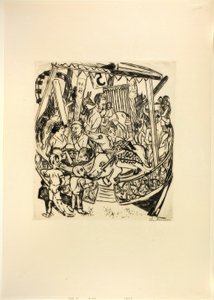 Veselý kolotoč, sedmý talíř z Jahrmarktu od Max Beckmann