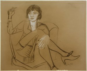 Quappi, kouří v klubovém křesle od Max Beckmann