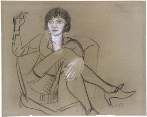 Quappi v klubovém křesle, kouřící od Max Beckmann