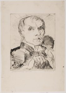 Autoportrét se stylusem, list 19 z "Tváří" od Max Beckmann